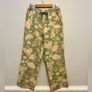 Sigrid Olsen Floral Linen Cropped Pants, Size Small